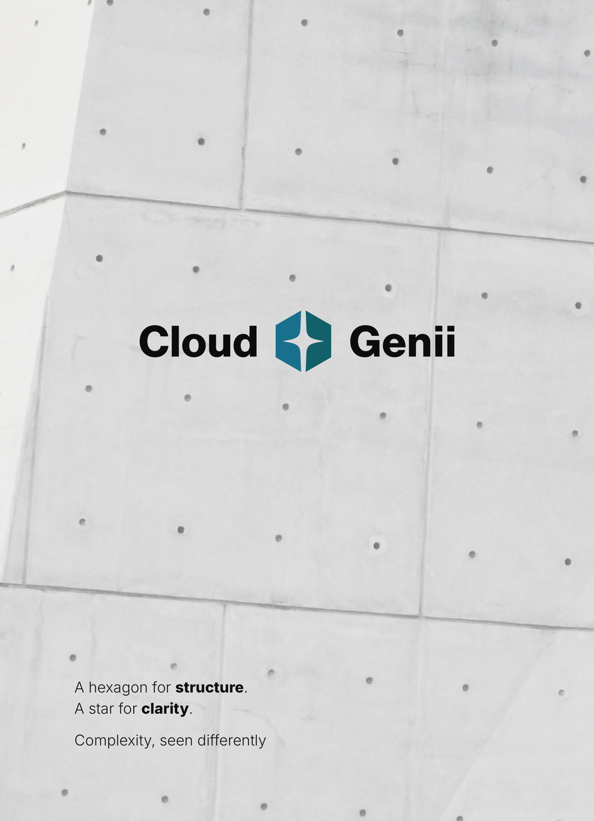 Cloud Genii brand identity applied in an environmental setting