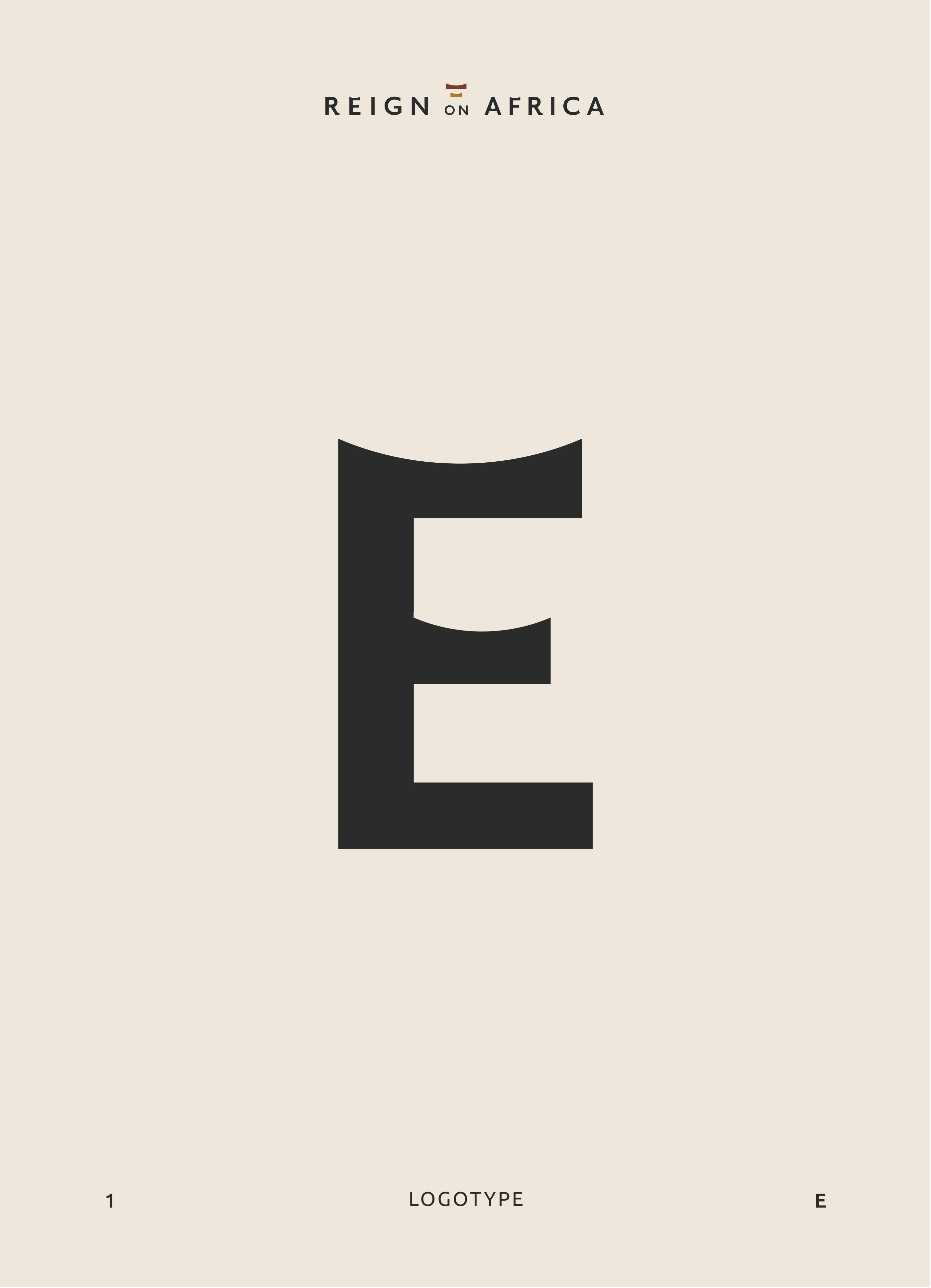 Reign On Africa logotype showing custom letterforms shaped to echo the dipping form of the logomark