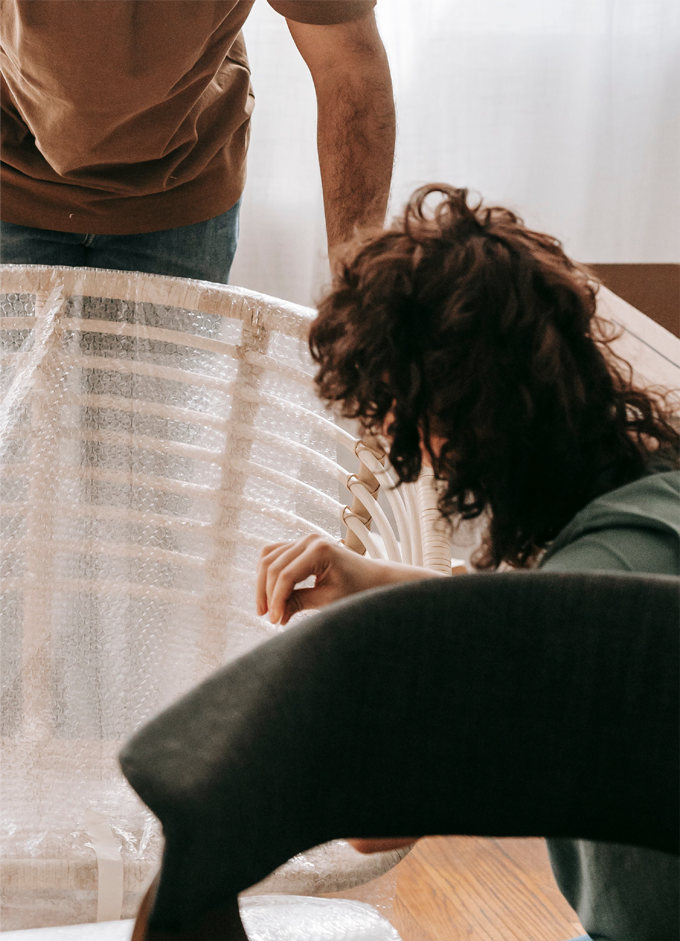 Reign On Africa cane product being bubble wrapped for shipping