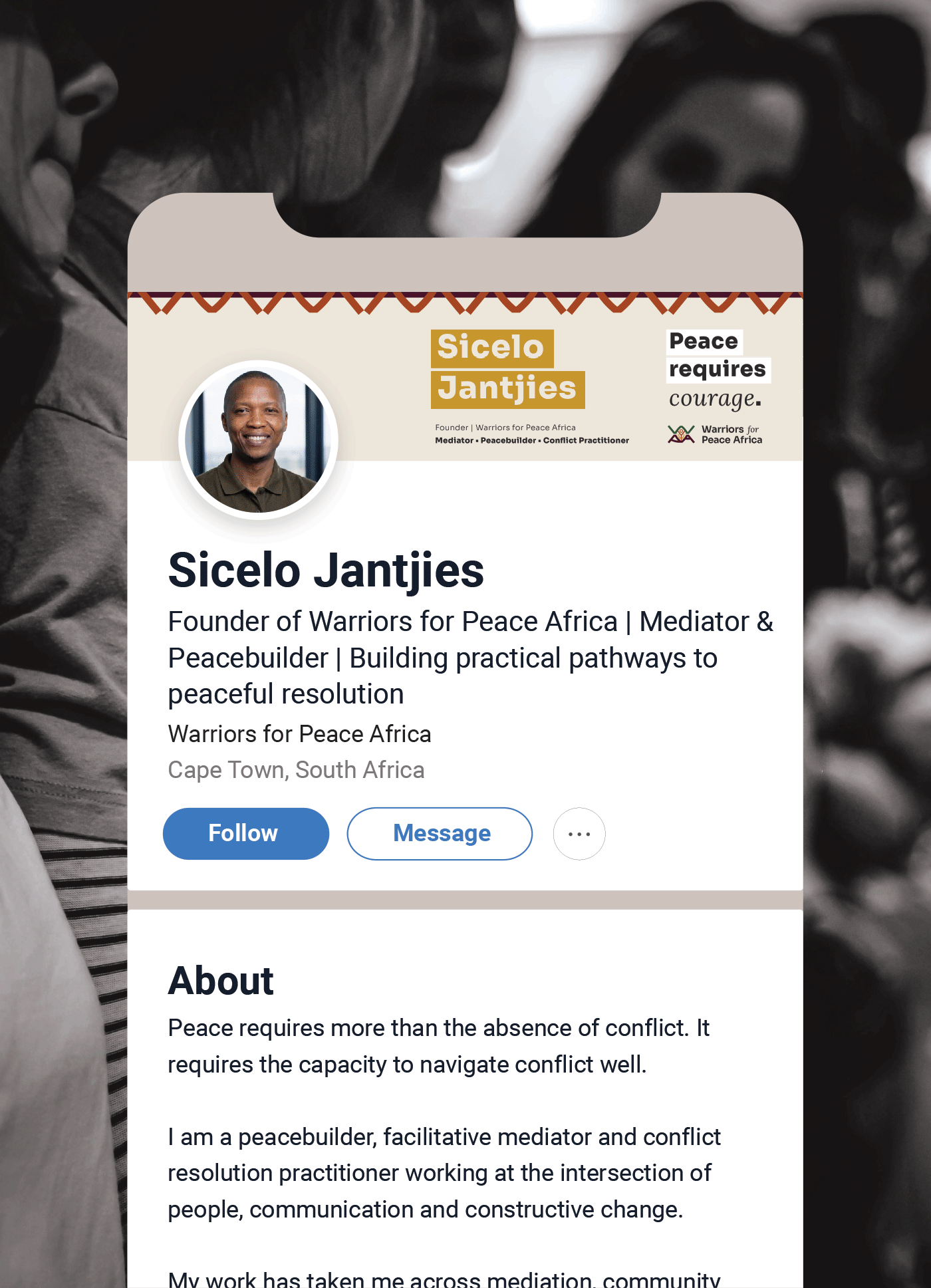 Warriors for Peace Africa visual identity in motion