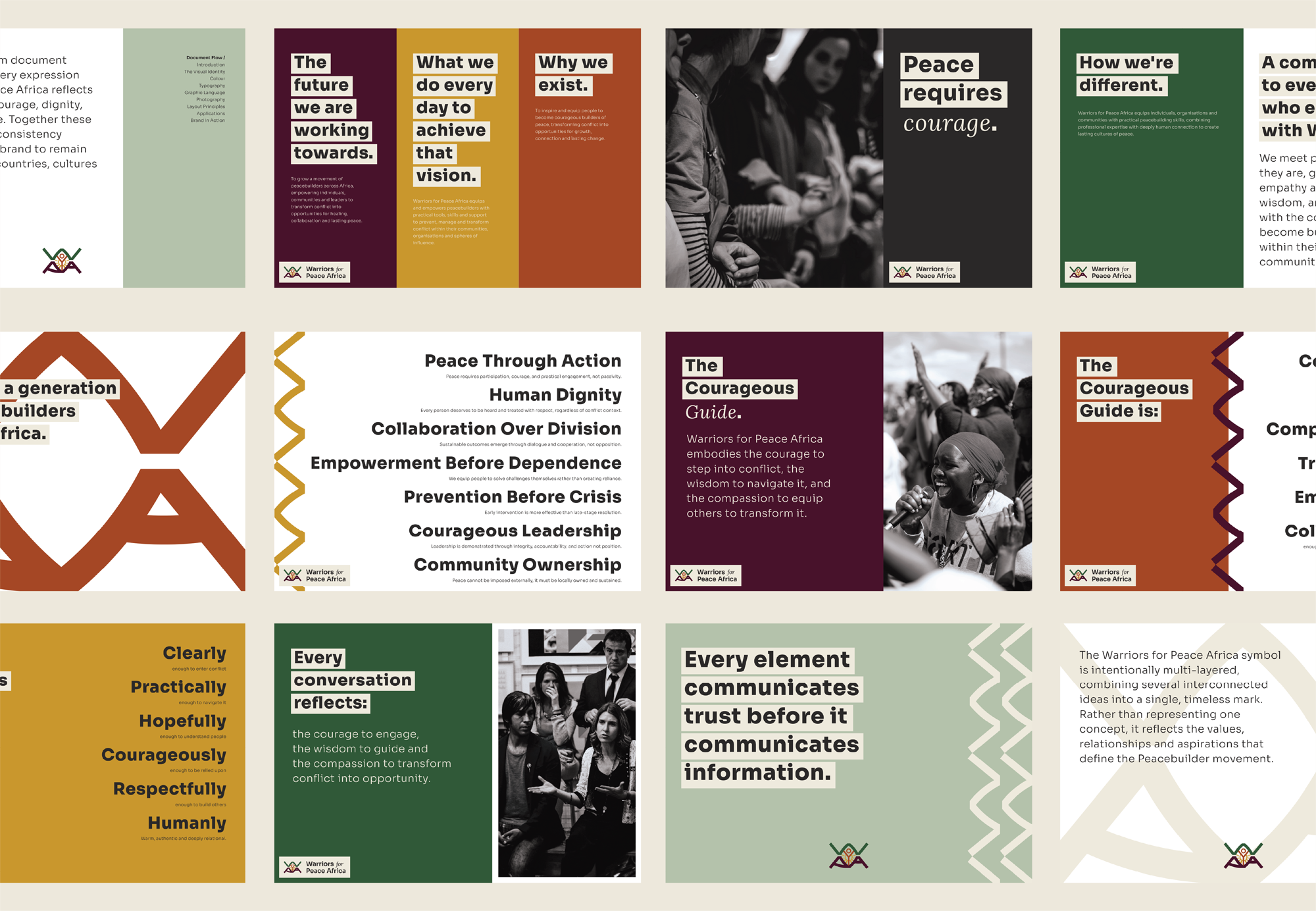 Warriors for Peace Africa brand identity and visual system